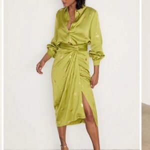Never fully dressed Lime and gold shirt and skirt set